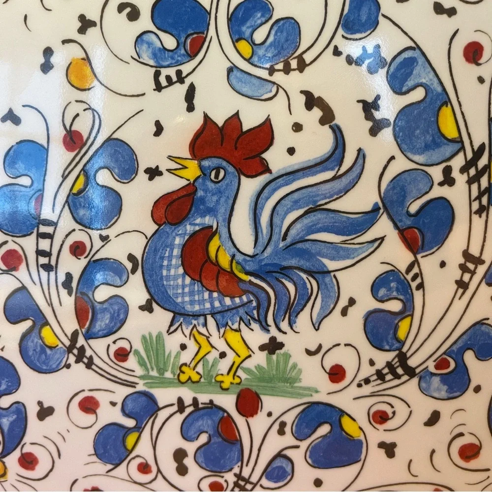 Le Cadeaux Blue Rooster Melamine Cutting Cheese Board Charcuterie Serving Handle - Picture 2 of 8